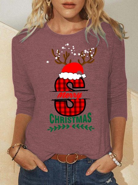 

Lilicloth X Y Merry Christmas Women's Long Sleeve T-Shirt, Pink, Long sleeves