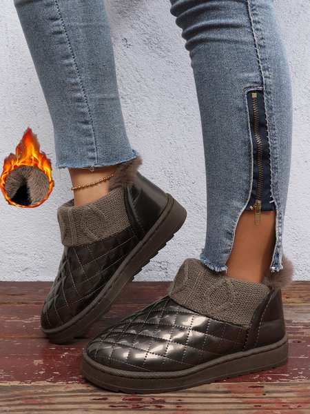 

Casual Embossed Knit Panel Snow Booties, Deep brown, Boots