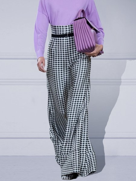 

Urban Regular Fit Fashion High Waist Pants, Black-white, Pants