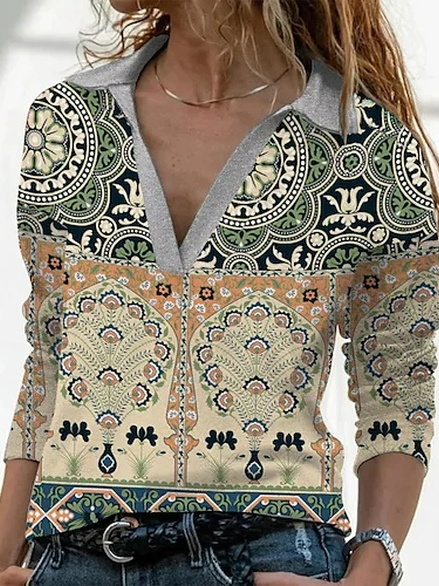 

Ethnic Casual Loose T-Shirt, Multicolor, T-Shirts
