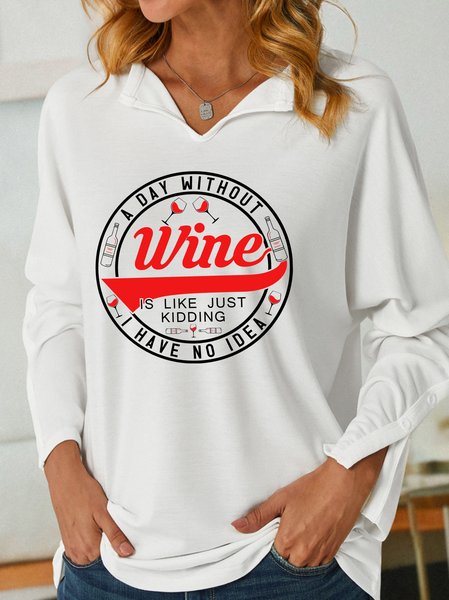 

Lilicloth X Abu A Day Without Wine Is Like Just Kidding I Have No Idea Women's Shawl Collar Sweatshirt, White, Hoodies&Sweatshirts