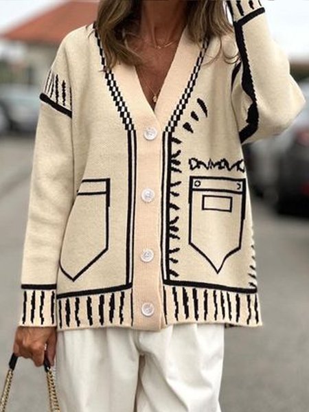 

Loose Casual Wool/Knitting Sweater Coat, Apricot, Outerwear