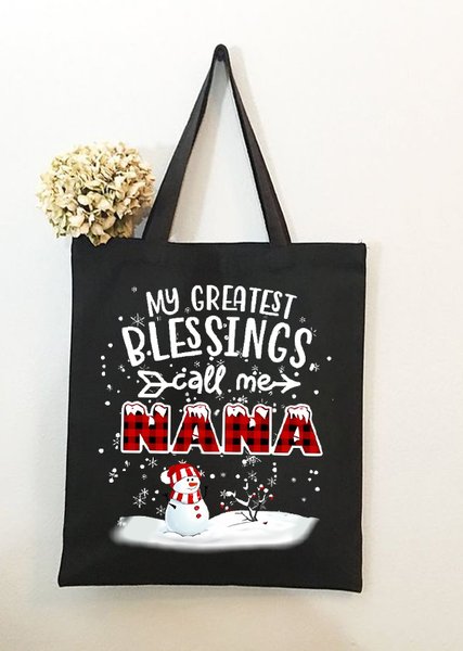 

Great Blessing Call Me NANA Christmas Gift Grandma Christmas Graphic Shopping Tote, Black, Bags
