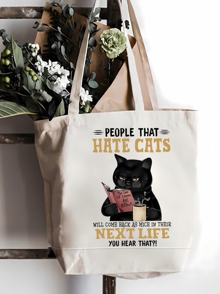 

People That Hate Cats Will Come Back As Mice In Their Next Life You Hear That Animal Graphic Shopping Tote, White, Bags
