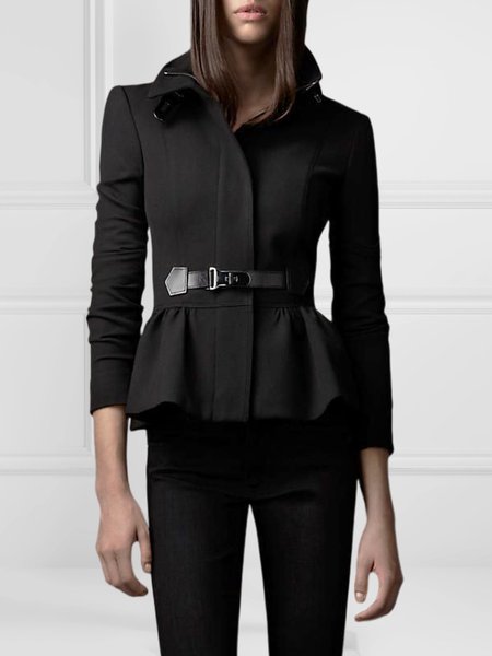 

Long sleeve Regular Fit Stand Collar Jacket, Black, Jackets