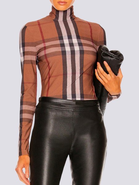 

Urban Turtleneck Plaid Regular Fit T-Shirt, Khaki, Tops