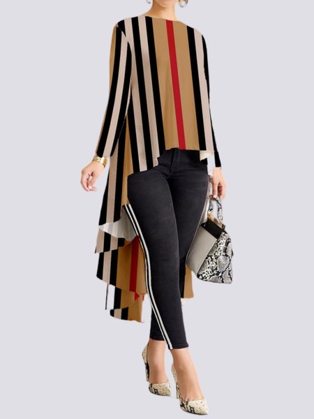 

Urban Striped Long Sleeve Regular Fit Blouse, Khaki, Blouses and Shirts