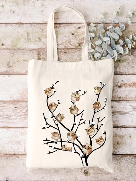 

Owls Tree Funny Animal Graphic Shopping Tote, White, Bags