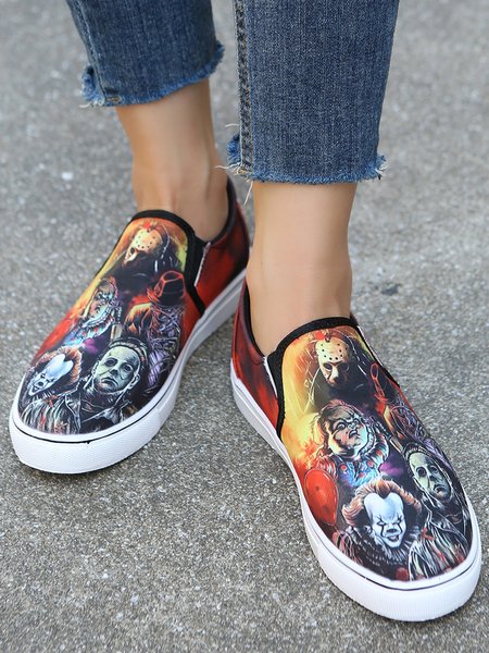

Clown Ghost Retro Cartoon Poster Print Canvas Shoes, As picture, Sneakers