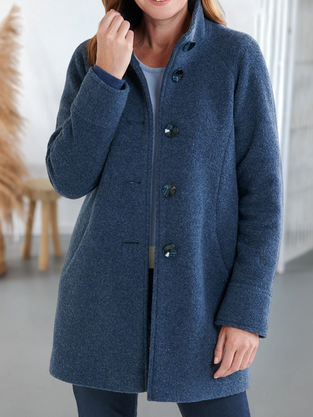 

Casual Stand Collar Coat, Blue, Outerwear