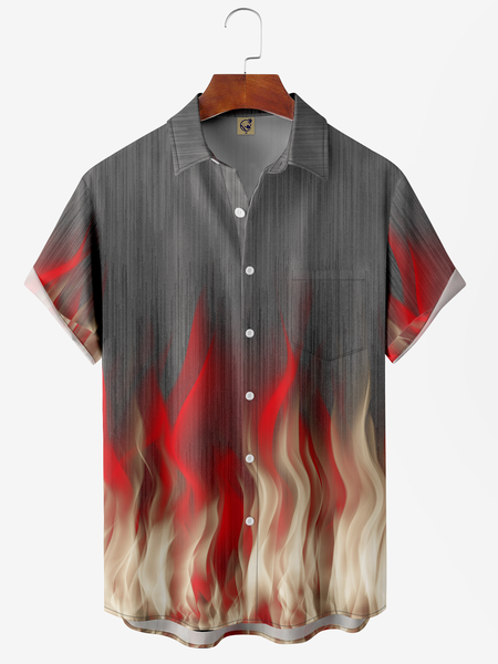 

Flame Chest Pocket Short Sleeve Shirt, Gray, Short Sleeve Shirts