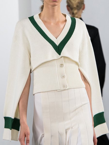 

Long sleeve Regular Fit Plain Elegant Sweater, White, Pullovers