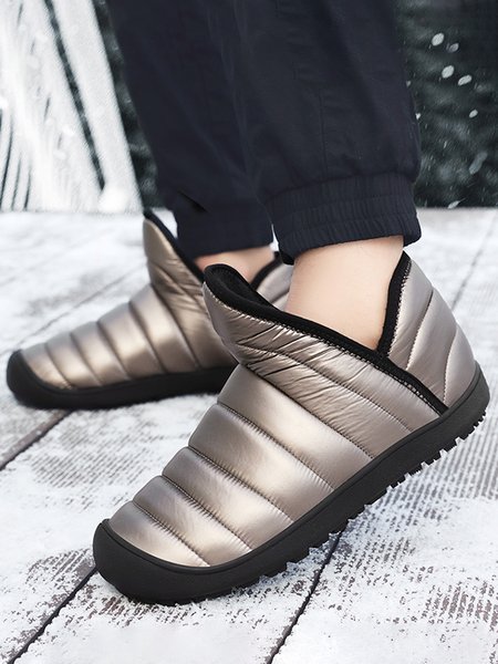 

Plus Size Unisex Waterproof Warm Lined Snow Boots, Metallic, Boots