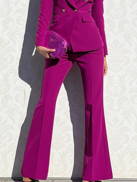 

Urban Regular Fit Plain Fashion Straight Pants, Rose red, Pants