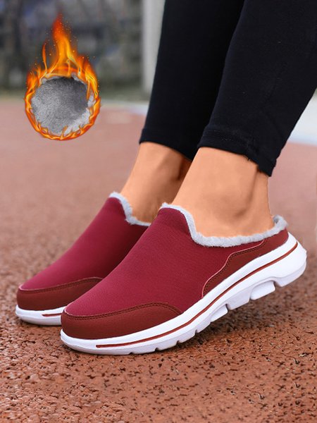 

Plus Size Unisex Waterproof Fabric Warm Lined Casual Slippers, Red, Sneakers