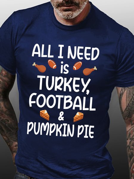 

Lilicloth X Hynek Rajtr All I Need Is Turkey Football And Pumpkin Pie Men's T-Shirt, Purplish blue, T-shirts