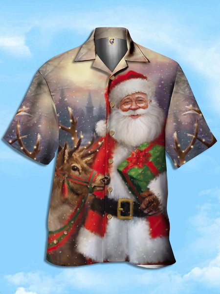 

Santa Short Sleeve Camp Shirt, Khaki, Men Shirts