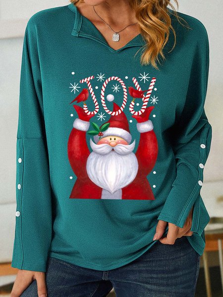 

Women Santa Claus Christmas Loose V Neck Sweatshirt, Green, Hoodies&Sweatshirts