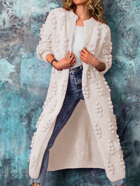 

Daily Long sleeve Regular Fit Others Sweater Coat, White, Cardigans