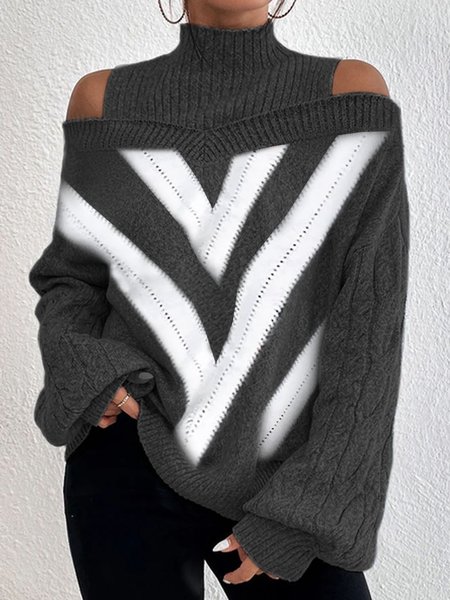 

Half Turtleneck Casual Tunic Sweater Knit Jumper, Deep gray, Sweaters