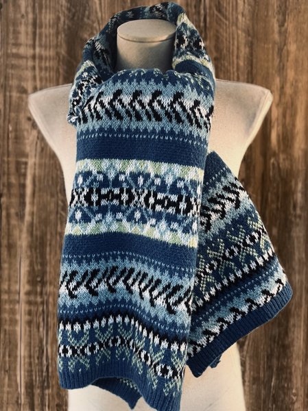 

Winter Ethnic Striped Scarf, As picture, Women Scarves & Shawls
