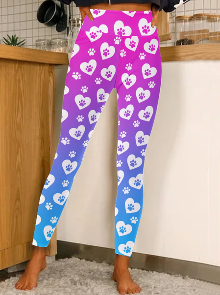 

Lilicloth X Paula Pet Paw Print Pink Blue Women's Tummy Control Leggings, As picture, Leggings