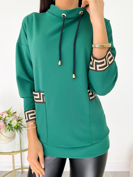 

Half Turtleneck Casual Sweatshirt, Green, Sweatshirts & Hoodies
