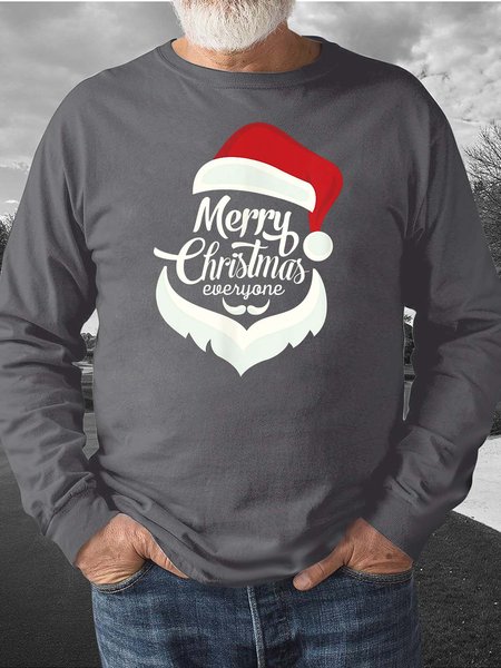 

Men Merry Christmas Everyone Santa Claus Casual Crew Neck Sweatshirt, Deep gray, Hoodies&Sweatshirts