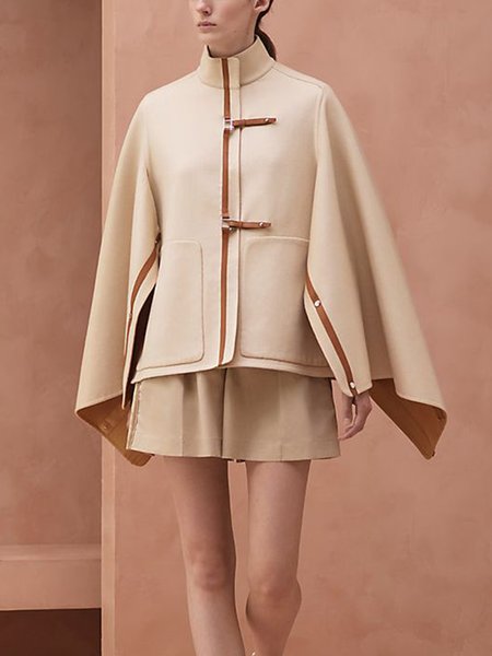 

Long sleeve No Elasticity Plain Loose Jacket, Apricot, Jackets