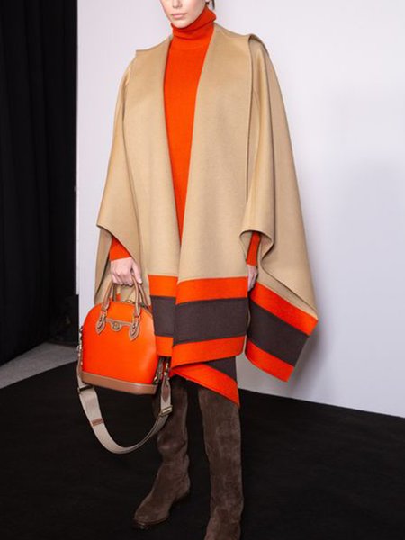 

Three Quarter No Elasticity Color Block Overcoat, Khaki, Coats