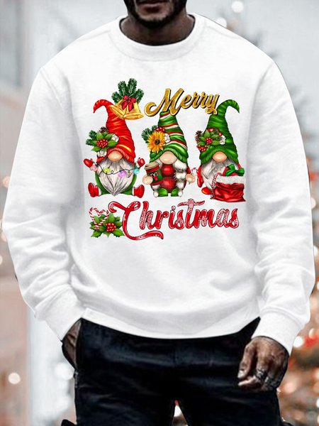 

Mens Merry Christmas Dwarf Funny Graphics Printed Casual Loose Cotton-Blend Sweatshirt, White, Hoodies&Sweatshirts