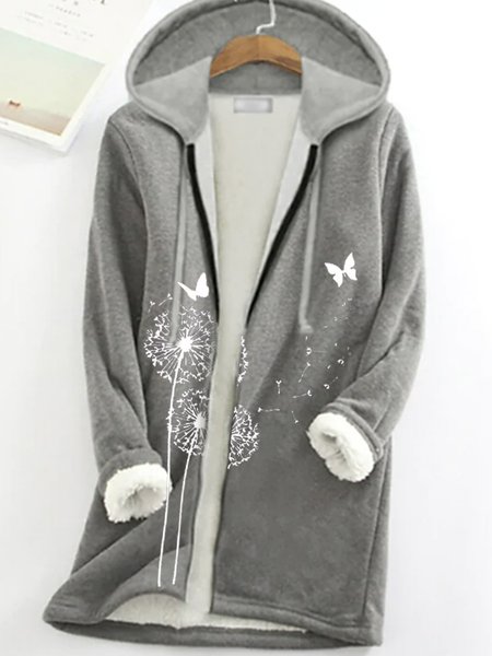 

Dandelion Hoodie Loose Teddy Jacket, Gray, Outerwear