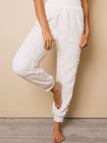 

Leopard Regular Fit Casual Pants, White, Pants