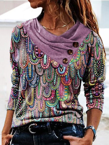 

Cross Neck Casual Ethnic Top, Multicolor, Shirts & Blouses