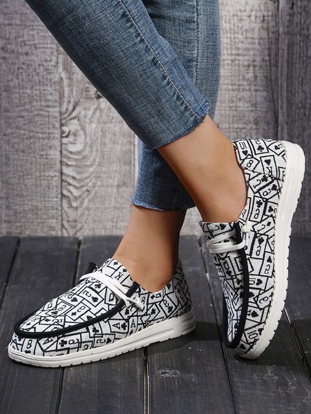 

Plus Size Printing Comfy Slip On Canvas Boat Shoes, Color6, Flats