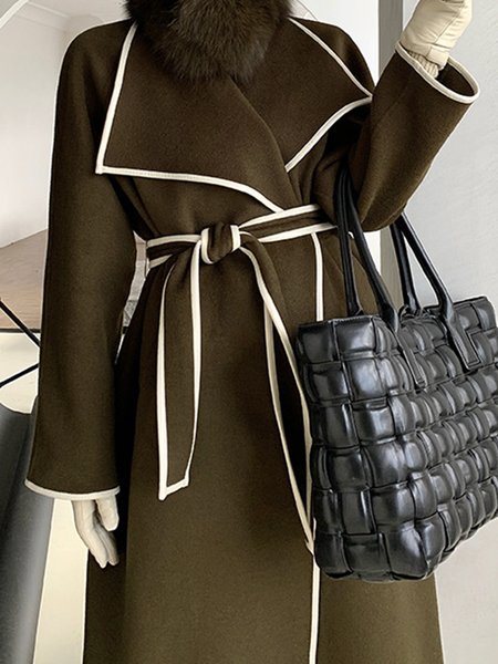

Urban Long Sleeve Loose Shawl Collar Overcoat, As picture, Coats