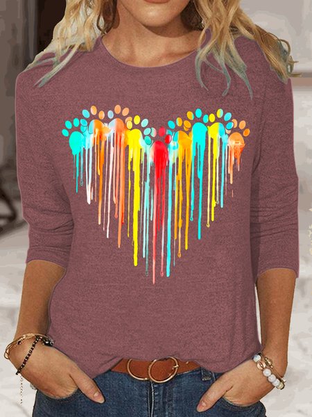 

Women's Long Sleeve Blouse Spring/Fall Text Letters Crew Neck Daily Going Out Casual Top, Pink, Shirts