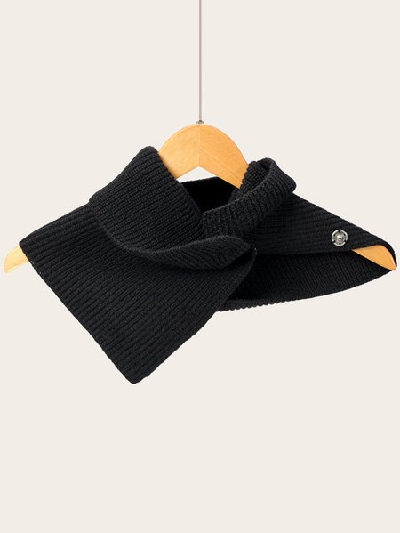 

Casual Simple Plain Cotton Snap Scarf Autumn and Winter Warm, Breathable, Windproof Scarf Accessories, Black, Scarfs