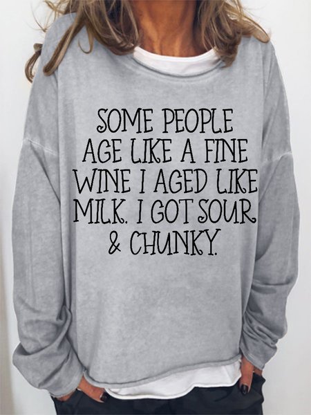 

Women Funny Saying Sour & Chunky Loose Sweatshirt, Gray, Hoodies&Sweatshirts