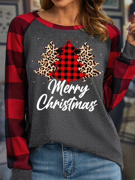 

Womens Marry Christmas Holiday Crew Neck Top, Gray, Long sleeves