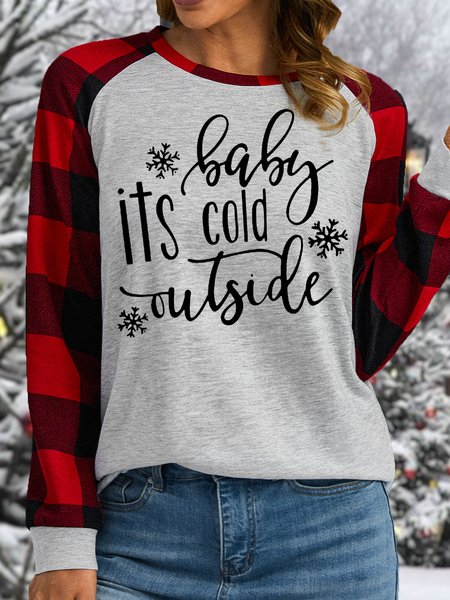 

Womens Baby Its Cold Outside Christmas Holiday Ugly Christmas Top, White, Long sleeves