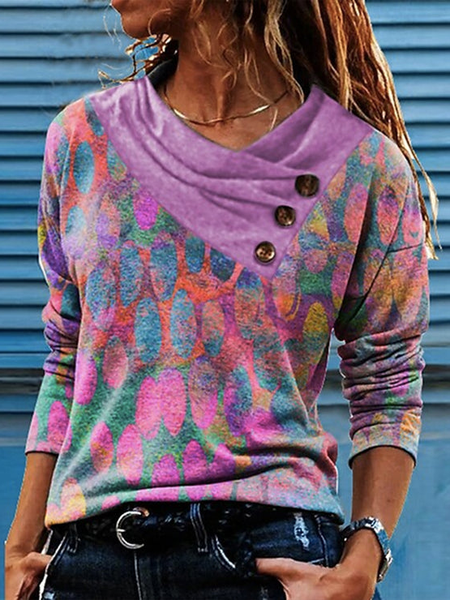 

Ombre Casual Cross Neck Top, Multicolor, Blouses