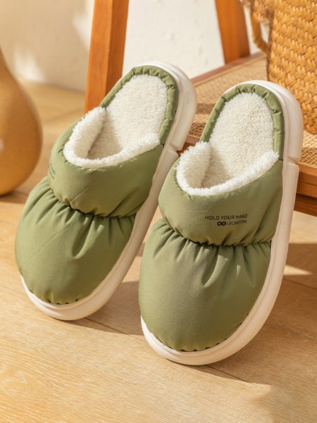 

Couple Down Waterproof Plus Velvet Home Slippers, Green, Women Shoes>>Women's Shoes>>Women Slippers
