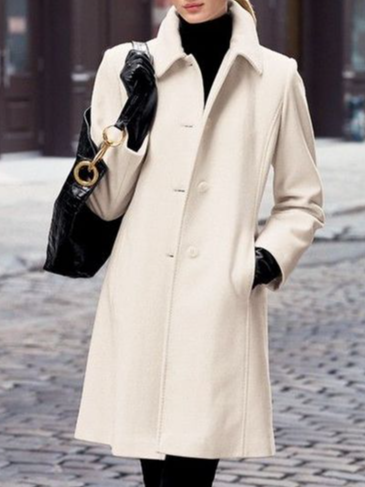 

Loose Shawl Collar Urban Overcoat, White, Trench Coats