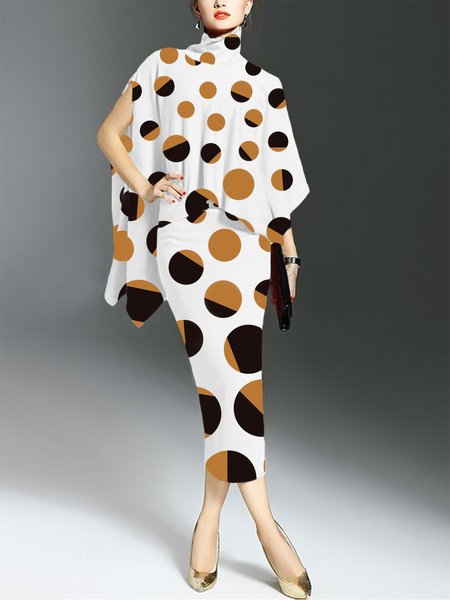

Regular Fit Elegant Polka Dots Midi Dress, As picture, Midi Dresses