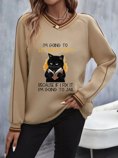 

Funny I'm Going let god fix it Casual Animal V Neck Sweatshirt, Khaki, Hoodies & Sweatshirts