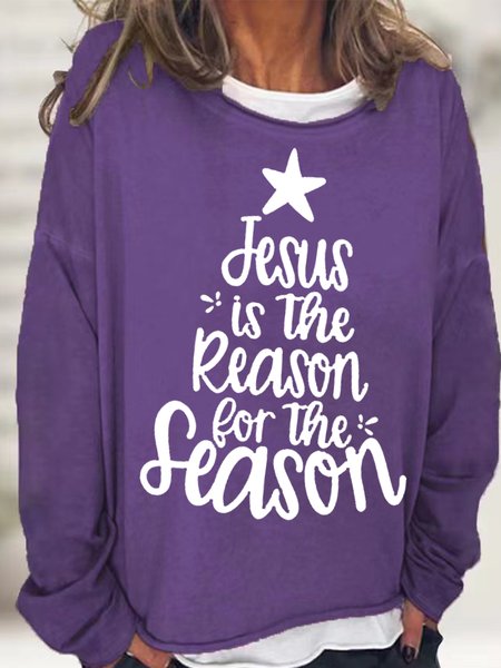 

Womens Jesus Is The Reason for The Season Casual Sweatshirt, Purple, Hoodies&Sweatshirts