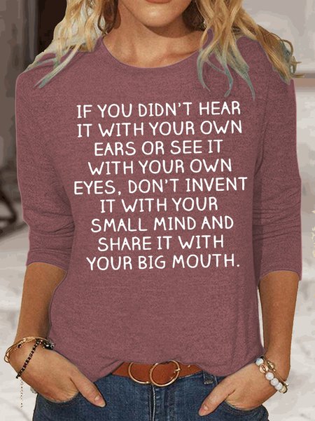 

Womens funny Letter Casual Top, Rose red, Long sleeves