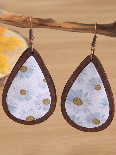 

Western Style Leather Sunflower Drop Earrings Ethnic Vintage Jewelry Boho Beach, Color2, Earrings