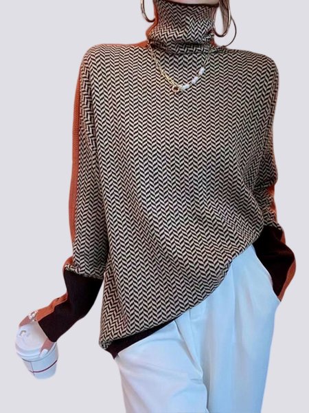 

Coffee Long sleeve Turtleneck Daily Regular Fit Sweater, Sweaters